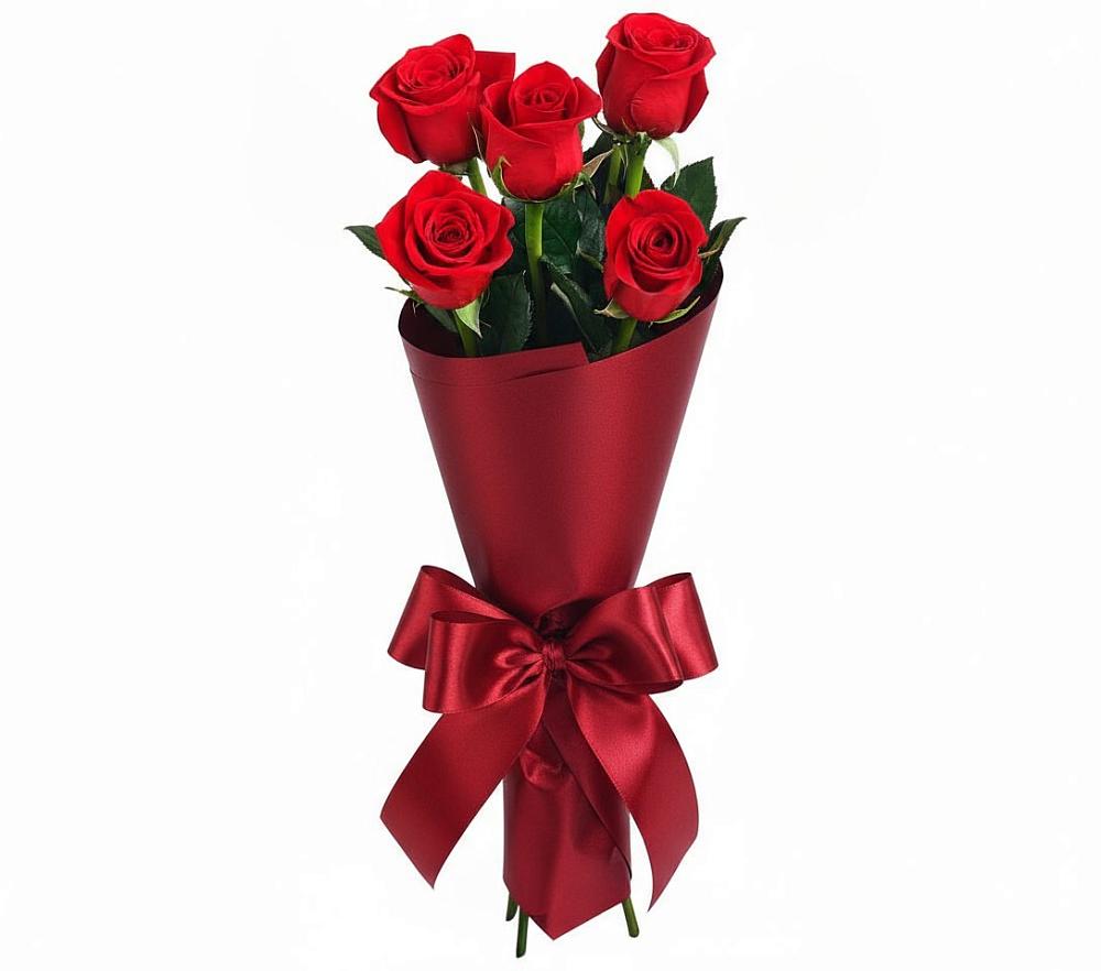 Букет 5 Красных роз Эдлесс Лав в Нижнем Дженгутайе