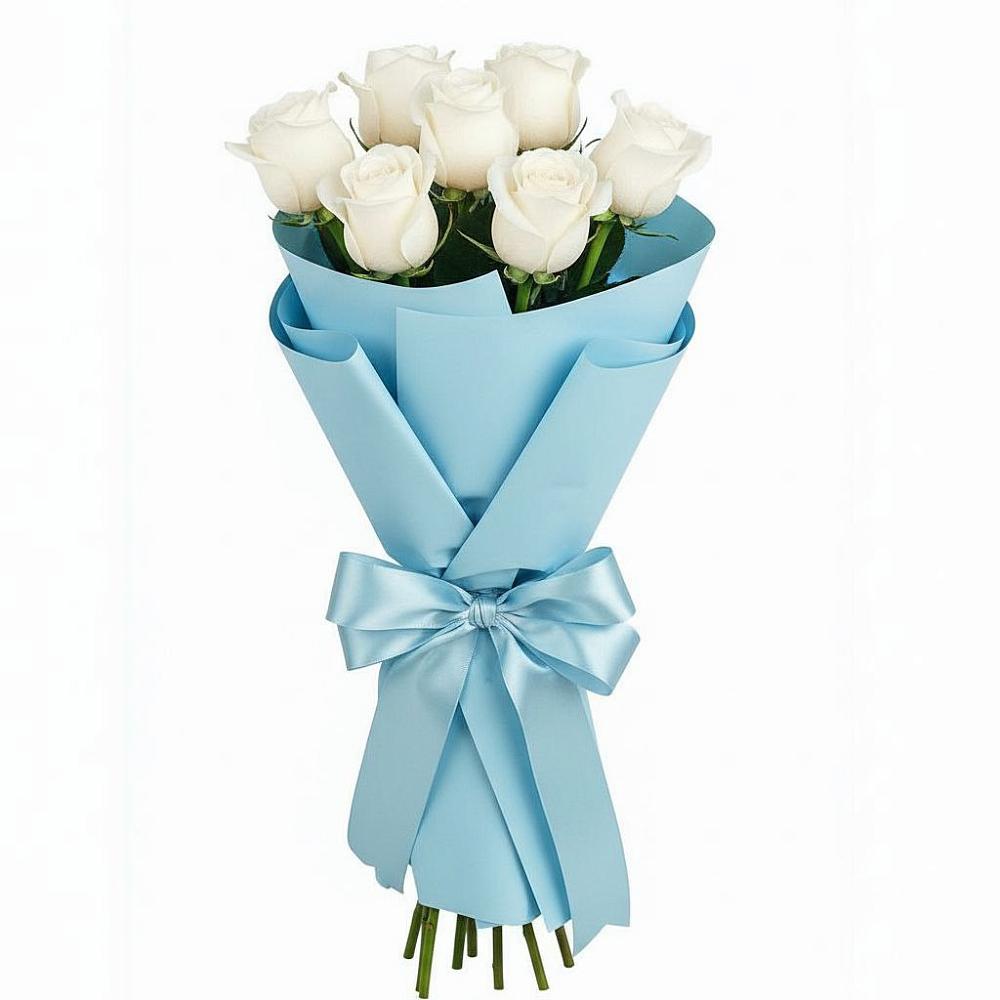 Букет 7 белых роз Проуд в Нижнем Дженгутайе