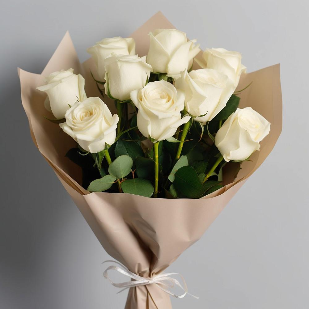 Букет 9 Белых роз Эдлесс Лав в Нижнем Дженгутайе