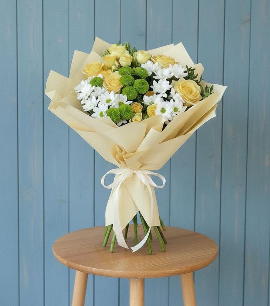 Букет цветов из: Хризантемы и Розы в Нижнем Дженгутайе