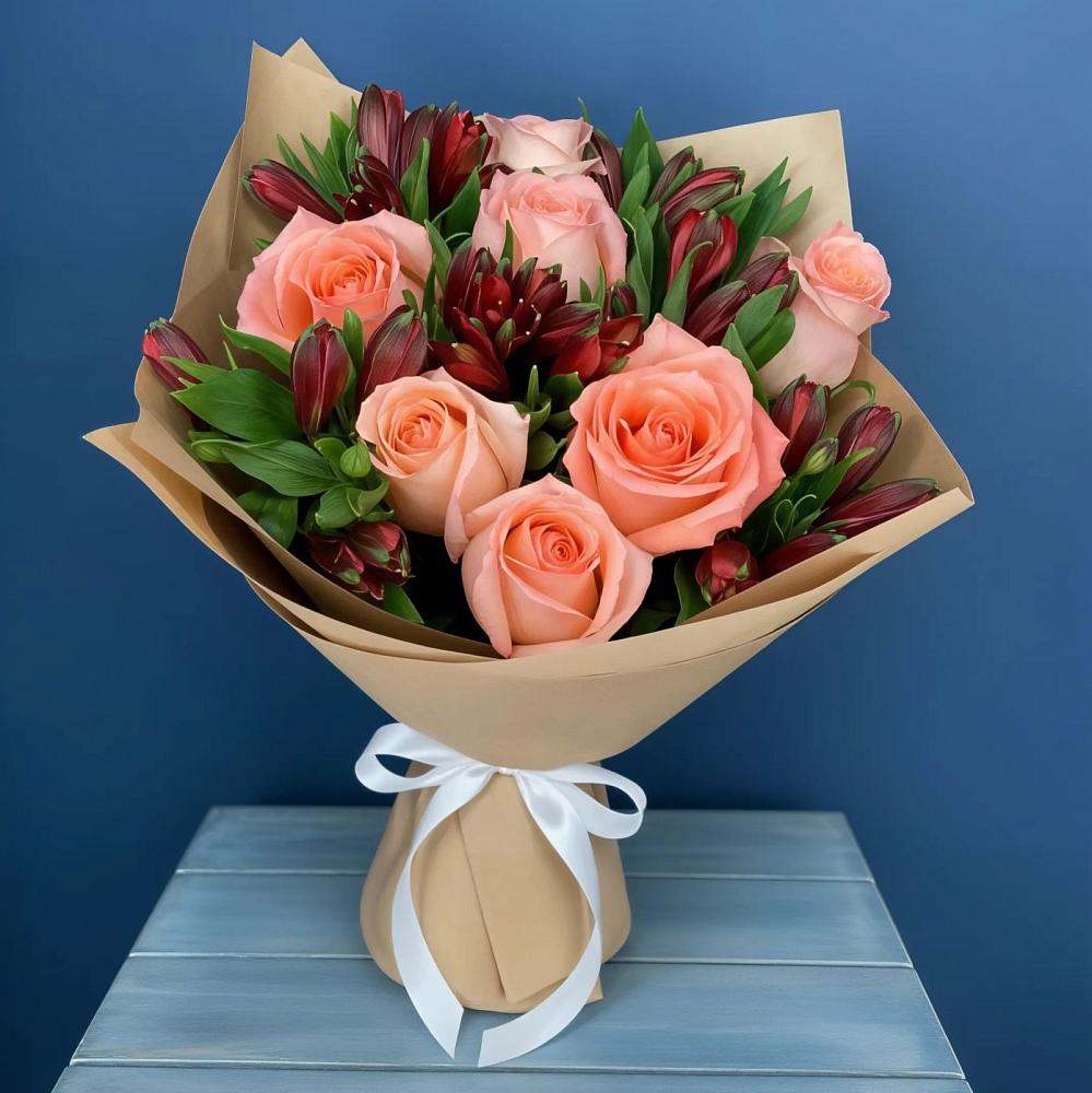 Букет цветов из: Розы и Альстромерии в Нижнем Дженгутайе