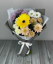 Букет цветов из:  Розы, Герберы и Хризантемы #REPLACE_PRED# Нижнем Дженгутайе