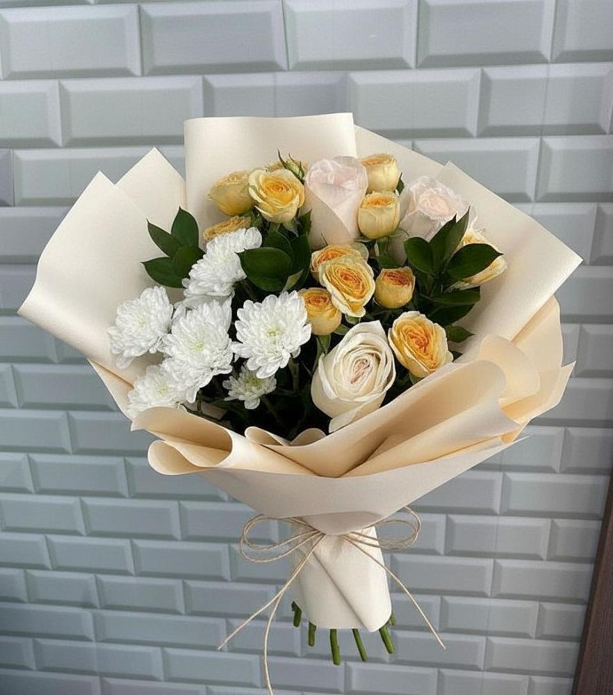 Букет цветов из: Розы и Хризантемы в Нижнем Дженгутайе