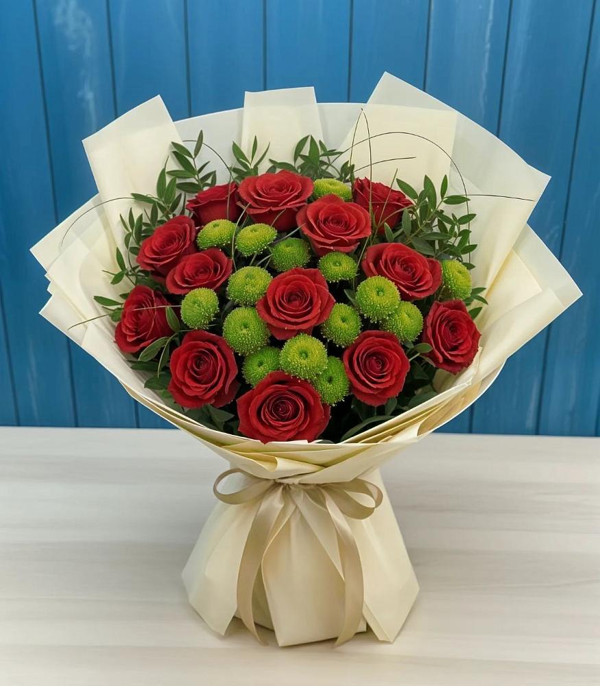 Букет цветов из: Розы и Хризантемы в Нижнем Дженгутайе